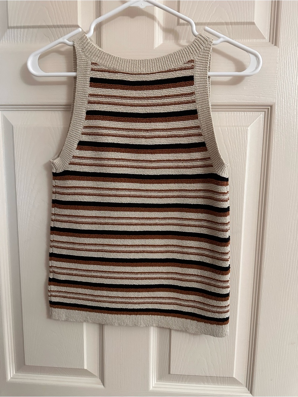 Reitmans Striped Knit Tank in Beige, Brown and Black - Picture 3 of 4
